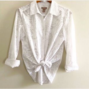 Chico’s White Floral Blouse